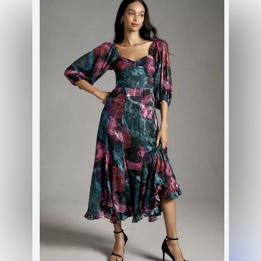 Hutch Jewel-Toned Patchwork Midi Dress
